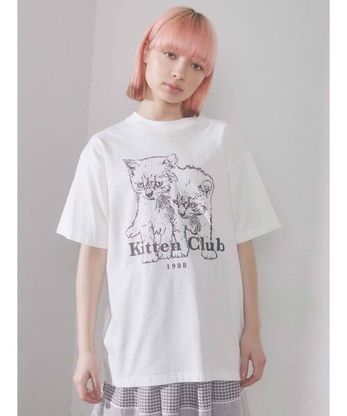 merry jenny（メリージェニー）の「KITTEN CLUB T（Tシャツ/カットソー・レディース・チャコールグレー/グレー/オフホワイト・FREE）」の19枚目の写真