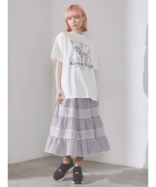 merry jenny（メリージェニー）の「KITTEN CLUB T（Tシャツ/カットソー・レディース・チャコールグレー/グレー/オフホワイト・FREE）」の15枚目の写真