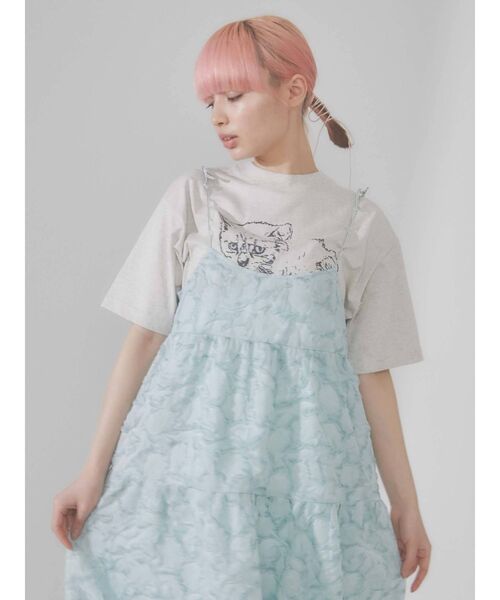 merry jenny（メリージェニー）の「KITTEN CLUB T（Tシャツ/カットソー・レディース・チャコールグレー/グレー/オフホワイト・FREE）」の7枚目の写真