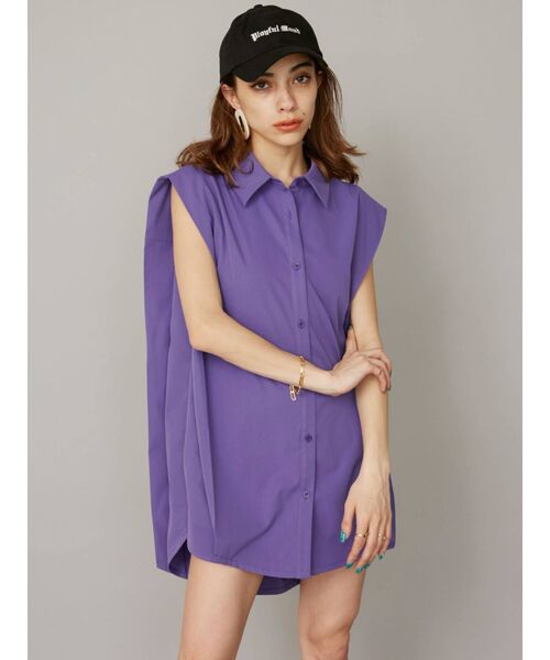 EVRIS(エヴリス)の「パワーショルダーノースリシャツ(シャツ/ブラウス・レディース・ホワイト/ブラック/パープル・FREE)」の14枚目の写真