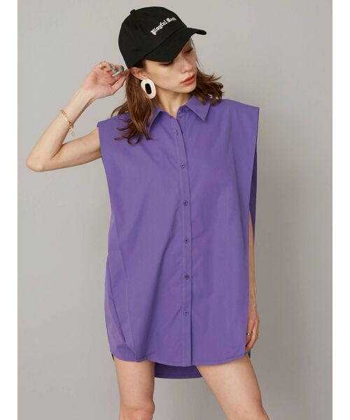 EVRIS(エヴリス)の「パワーショルダーノースリシャツ(シャツ/ブラウス・レディース・ホワイト/ブラック/パープル・FREE)」の15枚目の写真