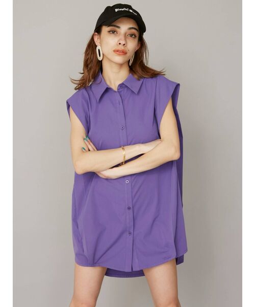 EVRIS(エヴリス)の「パワーショルダーノースリシャツ(シャツ/ブラウス・レディース・ホワイト/ブラック/パープル・FREE)」の16枚目の写真