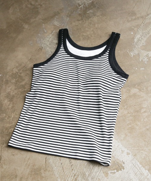 feepur（フェピュール）の「カップ付きリンガータンク（タンクトップ・レディース・ブラック/オフホワイト/ピンク/ブルー/ホワイト×ブラック・MEDIUM）」の3枚目の写真