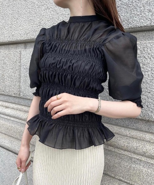 ☆レア品☆ anuans シャーリングシアーブラウス フリーサイズ レア 