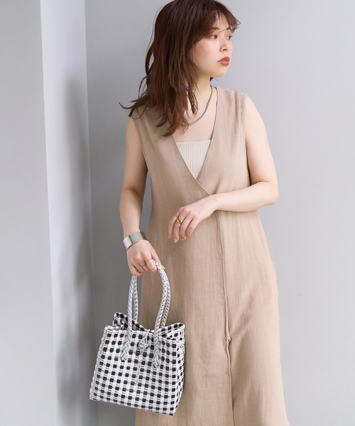 VIS ワンピース 「美easy」リネンライクジレワンピース「接触冷