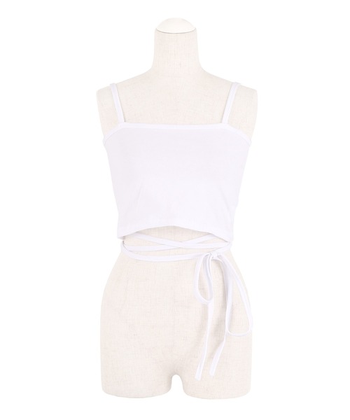 Figments（フィグメンツ）の「コードクロップドキャミソール（キャミソール・レディース・ホワイト/ブラック・FREE）」の3枚目の写真