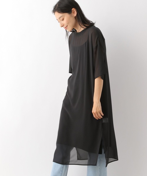 LEPSIM（レプシィム）の「【ワンピース＆インナーのセットアイテム】シアーワンピース　287047（ワンピース・レディース・ブラック/キャメル・FREE）」の2枚目の写真