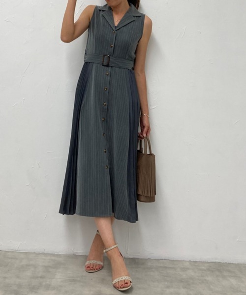 deux amour（ドゥーザムール）の「サイドプリーツ開襟シャツワンピース（シャツワンピース・レディース・グレー/アイボリー/モカ/ダークブラック/グレイッシュブルー/ベージュ/ブラック/ホワイト・MEDIUM）」の6枚目の写真