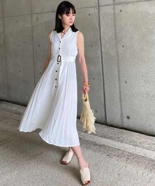 deux amour（ドゥーザムール）の「サイドプリーツ開襟シャツワンピース（シャツワンピース・レディース・グレー/アイボリー/モカ/ダークブラック/グレイッシュブルー/ベージュ/ブラック/ホワイト・MEDIUM）」の3枚目の写真