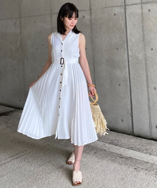 deux amour（ドゥーザムール）の「サイドプリーツ開襟シャツワンピース（シャツワンピース・レディース・グレー/アイボリー/モカ/ダークブラック/グレイッシュブルー/ベージュ/ブラック/ホワイト・MEDIUM）」の9枚目の写真