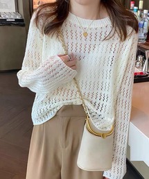 透かし編みメッシュニット