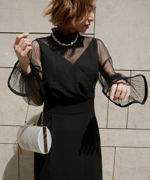マイシャウティー　moana lace pencil dress　ブラック　F My shawty（ﾏｲｼｬｳﾃｨｰ）の「moana lace pencil dress（ドレス