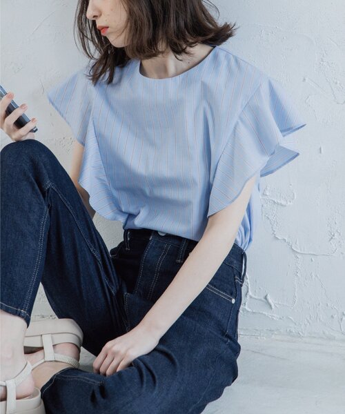 OPAQUE.CLIP（オペークドットクリップ）の「◆フリルスリーブブラウス【マルチファンクション/WEB限定サイズ】（シャツ/ブラウス・レディース・ブラック/レンガ/グリーン系その他4/ホワイト系/ブルー系7・40/38/42/36）」の13枚目の写真