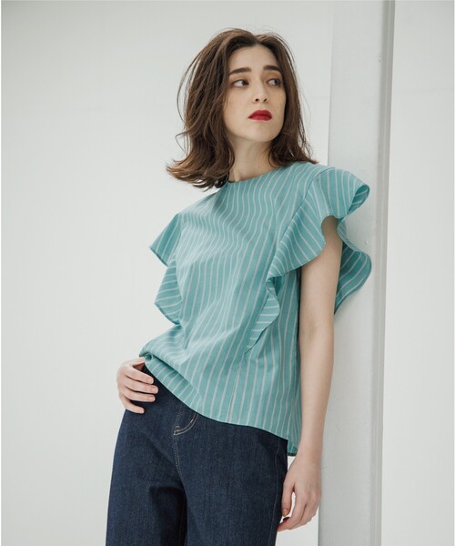 OPAQUE.CLIP（オペークドットクリップ）の「◆フリルスリーブブラウス【マルチファンクション/WEB限定サイズ】（シャツ/ブラウス・レディース・ブラック/レンガ/グリーン系その他4/ホワイト系/ブルー系7・40/38/42/36）」の16枚目の写真