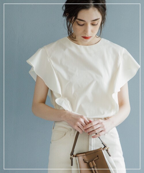 OPAQUE.CLIP（オペークドットクリップ）の「◆フリルスリーブブラウス【マルチファンクション/WEB限定サイズ】（シャツ/ブラウス・レディース・ブラック/レンガ/グリーン系その他4/ホワイト系/ブルー系7・40/38/42/36）」の21枚目の写真