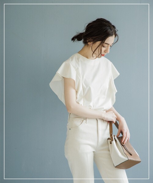 OPAQUE.CLIP（オペークドットクリップ）の「◆フリルスリーブブラウス【マルチファンクション/WEB限定サイズ】（シャツ/ブラウス・レディース・ブラック/レンガ/グリーン系その他4/ホワイト系/ブルー系7・40/38/42/36）」の9枚目の写真