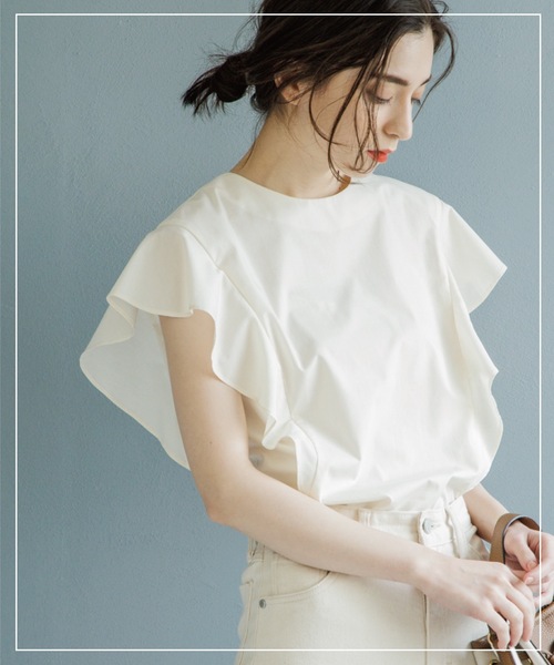 OPAQUE.CLIP（オペークドットクリップ）の「◆フリルスリーブブラウス【マルチファンクション/WEB限定サイズ】（シャツ/ブラウス・レディース・ブラック/レンガ/グリーン系その他4/ホワイト系/ブルー系7・40/38/42/36）」の2枚目の写真