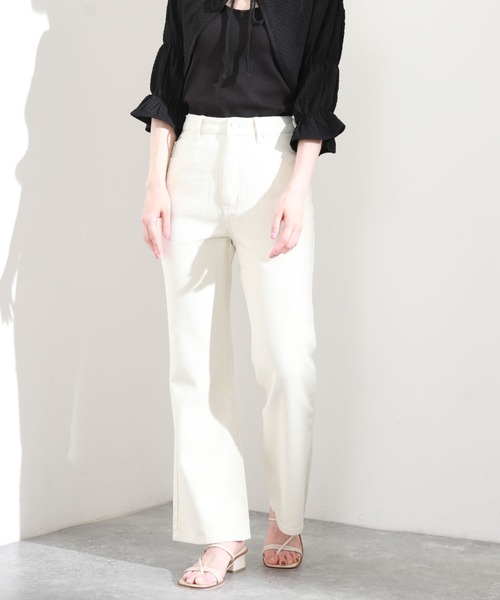 archives（アルシーヴ）の「カラーデニムセミフレアパンツ（デニムパンツ・レディース・ブラウン/ピンク/アイボリー・SMALL/MEDIUM）」の4枚目の写真