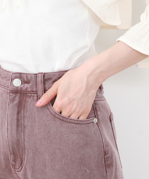 archives（アルシーヴ）の「カラーデニムセミフレアパンツ（デニムパンツ・レディース・ブラウン/ピンク/アイボリー・SMALL/MEDIUM）」の7枚目の写真