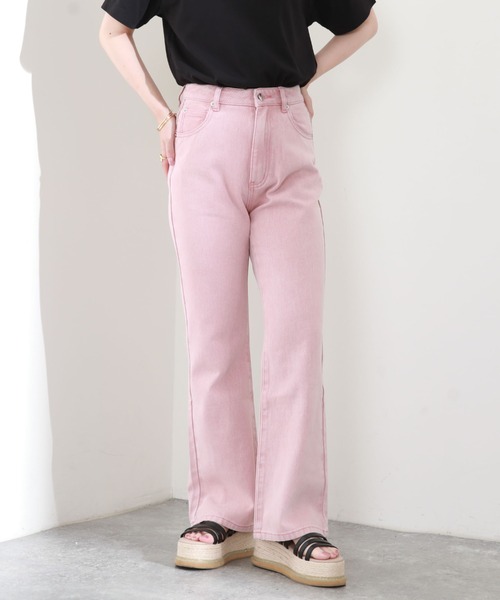 archives（アルシーヴ）の「カラーデニムセミフレアパンツ（デニムパンツ・レディース・ブラウン/ピンク/アイボリー・SMALL/MEDIUM）」の5枚目の写真