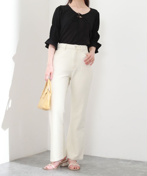 archives（アルシーヴ）の「カラーデニムセミフレアパンツ（デニムパンツ・レディース・ブラウン/ピンク/アイボリー・SMALL/MEDIUM）」の12枚目の写真