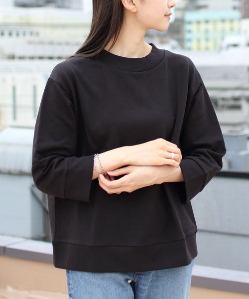 handvaerk(ハンドバーク)の「HANDVAERK/ハンドバーク 3/4スリーブスウェット 3/4 SLEEVE SWEAT #0112(スウェット・レディース・ライトベージュ/チャコールグレー/ブラック・S)」の2枚目の写真