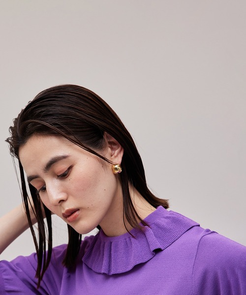 ROPE'（ロペ）の「【秋の新作】フリルカラー5分袖ニット（ニット/セーター・レディース・ブラック/ベージュ/パープル・38）」の7枚目の写真