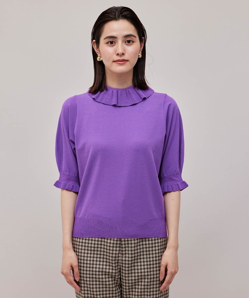 ROPE'（ロペ）の「【秋の新作】フリルカラー5分袖ニット（ニット/セーター・レディース・ブラック/ベージュ/パープル・38）」の9枚目の写真