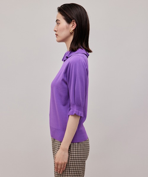 ROPE'（ロペ）の「【秋の新作】フリルカラー5分袖ニット（ニット/セーター・レディース・ブラック/ベージュ/パープル・38）」の4枚目の写真