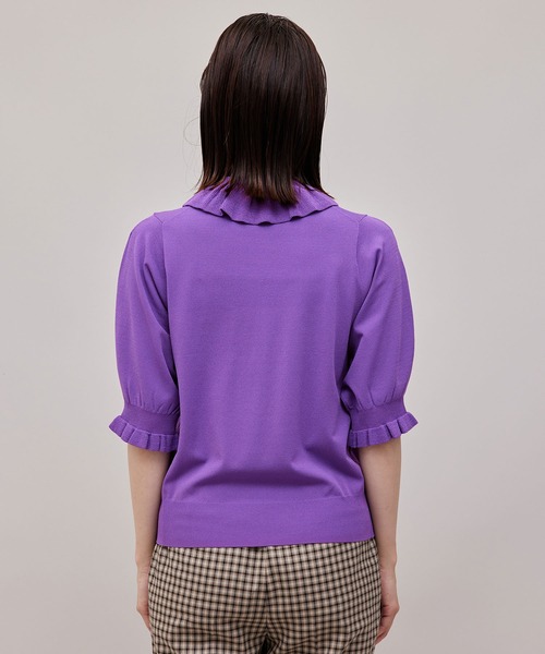 ROPE'（ロペ）の「【秋の新作】フリルカラー5分袖ニット（ニット/セーター・レディース・ブラック/ベージュ/パープル・38）」の6枚目の写真