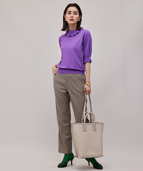 ROPE'（ロペ）の「【秋の新作】フリルカラー5分袖ニット（ニット/セーター・レディース・ブラック/ベージュ/パープル・38）」の14枚目の写真