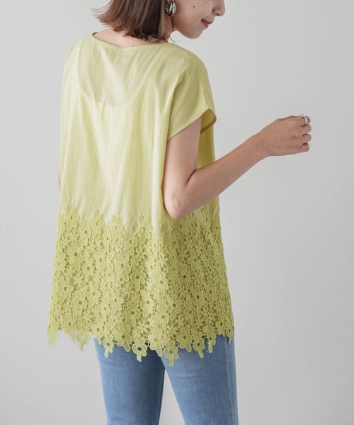 SUGAR BISKET(シュガービスケット)の「花柄レースフレンチスリーブトップス(Tシャツ/カットソー・レディース・ホワイト/グリーン/ブラック・FREE)」の9枚目の写真