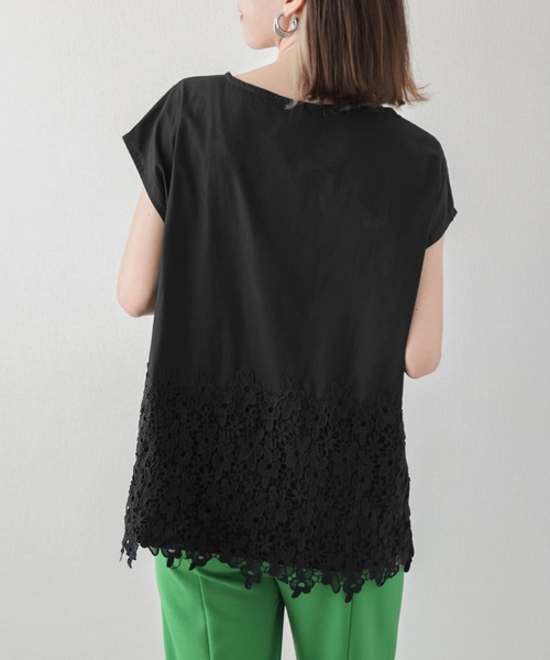 SUGAR BISKET(シュガービスケット)の「花柄レースフレンチスリーブトップス(Tシャツ/カットソー・レディース・ホワイト/グリーン/ブラック・FREE)」の13枚目の写真