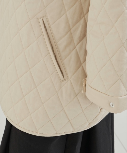 Libra Cue（リブラ キュー）の「キルティングショートコート（ノーカラーコート・レディース・アイボリー/ブラック/カーキ・FREE）」の14枚目の写真