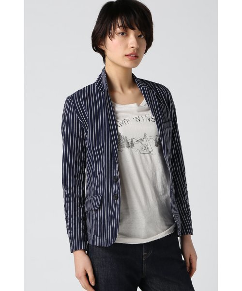 JOURNAL STANDARD（ジャーナルスタンダード）の「ドビーストライプジャケット#（テーラードジャケット・レディース・チャコールグレー/アイボリー/ネイビー・MEDIUM/SMALL）」の3枚目の写真