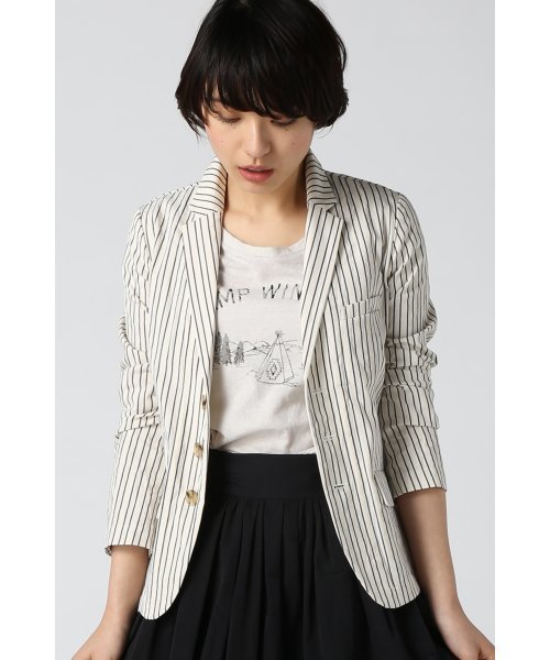 JOURNAL STANDARD（ジャーナルスタンダード）の「ドビーストライプジャケット#（テーラードジャケット・レディース・チャコールグレー/アイボリー/ネイビー・MEDIUM/SMALL）」の2枚目の写真