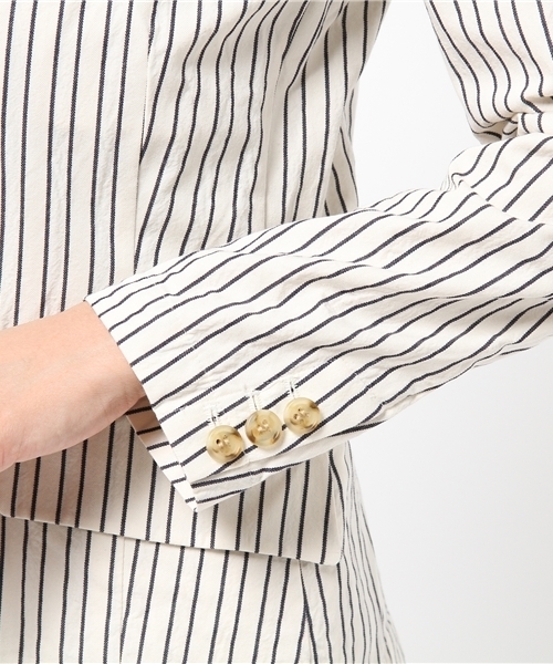 JOURNAL STANDARD（ジャーナルスタンダード）の「ドビーストライプジャケット#（テーラードジャケット・レディース・チャコールグレー/アイボリー/ネイビー・MEDIUM/SMALL）」の12枚目の写真