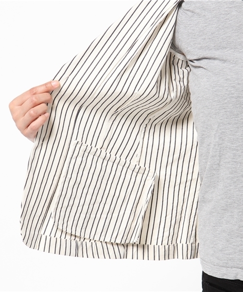 JOURNAL STANDARD（ジャーナルスタンダード）の「ドビーストライプジャケット#（テーラードジャケット・レディース・チャコールグレー/アイボリー/ネイビー・MEDIUM/SMALL）」の14枚目の写真