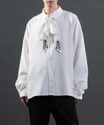 Adoon plain | 【Special edition】2way花柄刺繍ボウタイシャツ(シャツ/ブラウス)