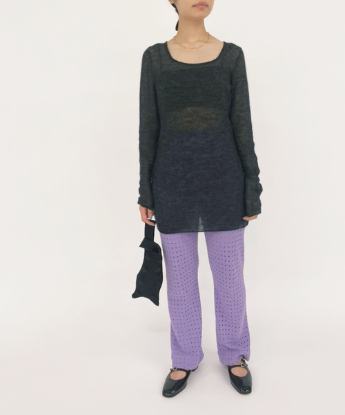 EDIT.FOR LULU タフタ フリルパンツ 黒 エディットフォールル EDIT. FOR LULU（エディットフォールル）の「アイレット パンツ