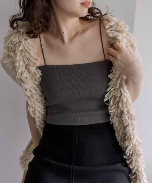 mystic(ミスティック)の「パット付きショートキャミソール(キャミソール・レディース・ブラック/チャコールグレー/ベージュ/オフホワイト/ブルー/イエロー/ピンク/ピンク系その他2・FREE)」の9枚目の写真