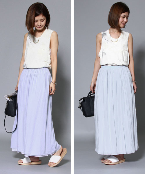 AMERICAN RAG CIE（アメリカンラグシー）の「リバーシブルマキシスカート（スカート・レディース・ライトグレー/ネイビー/ライトブルー・FREE）」の2枚目の写真