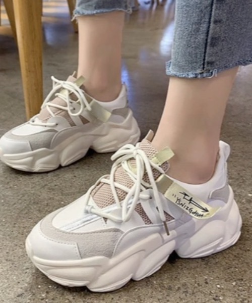 Burner(バーナー)の「【OKUOKU 0909】メッシュデザイン 厚底ダッドスニーカー oku-shoes-131-25(スニーカー・レディース・ホワイト系その他/ホワイト系その他2・36/38/40)」の1枚目の写真