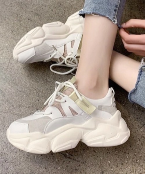 Burner(バーナー)の「【OKUOKU 0909】メッシュデザイン 厚底ダッドスニーカー oku-shoes-131-25(スニーカー・レディース・ホワイト系その他/ホワイト系その他2・36/38/40)」の3枚目の写真