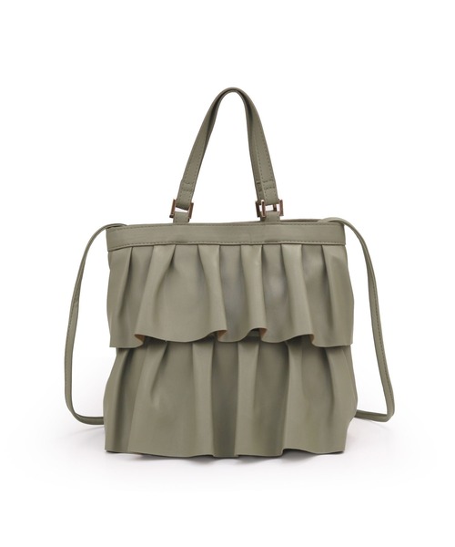 MIAN （ミアン）の「フリル2wayトートバッグ（トートバッグ・レディース・セージグリーン/グレイッシュベージュ/ブラウン/ブラック・FREE）」の16枚目の写真