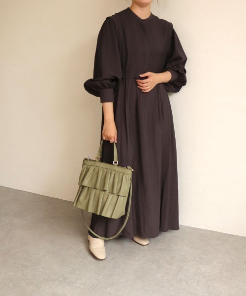 MIAN （ミアン）の「フリル2wayトートバッグ（トートバッグ・レディース・セージグリーン/グレイッシュベージュ/ブラウン/ブラック・FREE）」の14枚目の写真