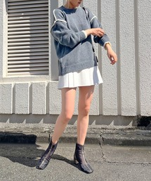 バイカラーニットプルオーバー