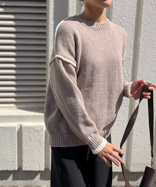 Jewelobe（ジュエローブ）の「バイカラーニットプルオーバー（ニット/セーター・レディース・アイボリー/モカ/チャコールグレー・FREE）」の16枚目の写真