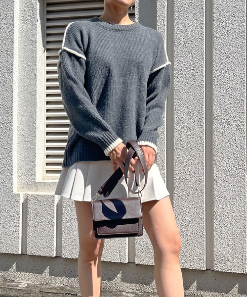 Jewelobe（ジュエローブ）の「バイカラーニットプルオーバー（ニット/セーター・レディース・アイボリー/モカ/チャコールグレー・FREE）」の22枚目の写真
