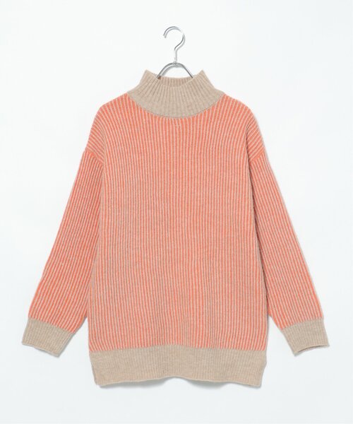 notch.（ノッチ）の「配色リブニットチュニック（ニット/セーター・レディース・ブルー/オフホワイト/ベージュ/パープル・M）」の8枚目の写真